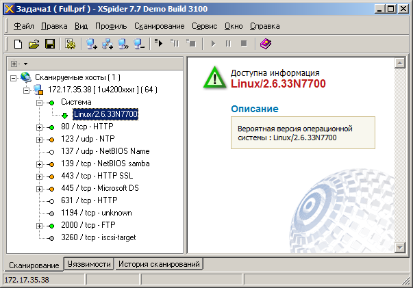 Demo build. Сетевой сканер безопасности XSPIDER. XSPIDER сканирование. XSPIDER 7.8. XSPIDER Интерфейс.
